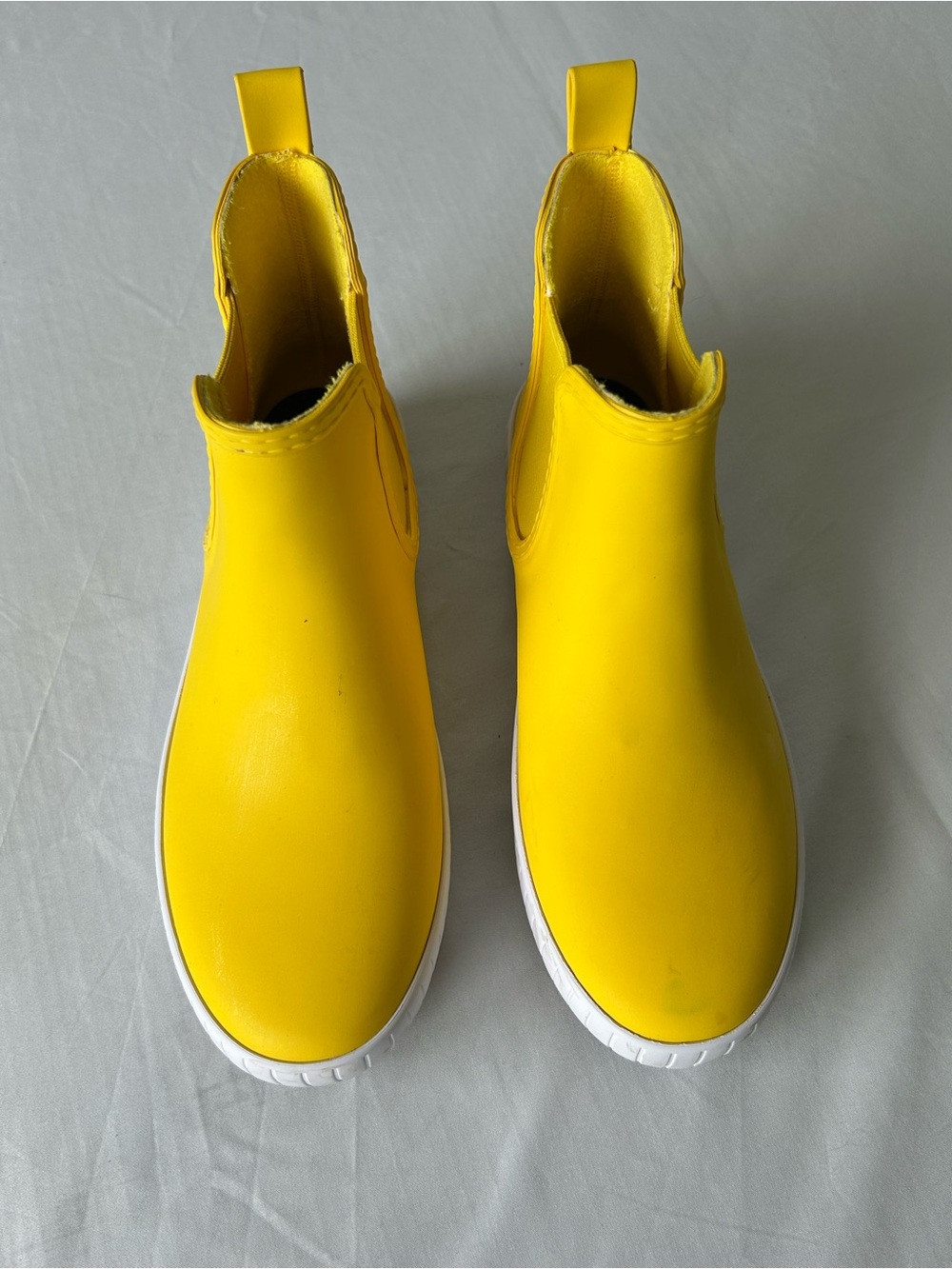 Sperry Yellow Slip-On Chelsea Rain Boots with White Sole